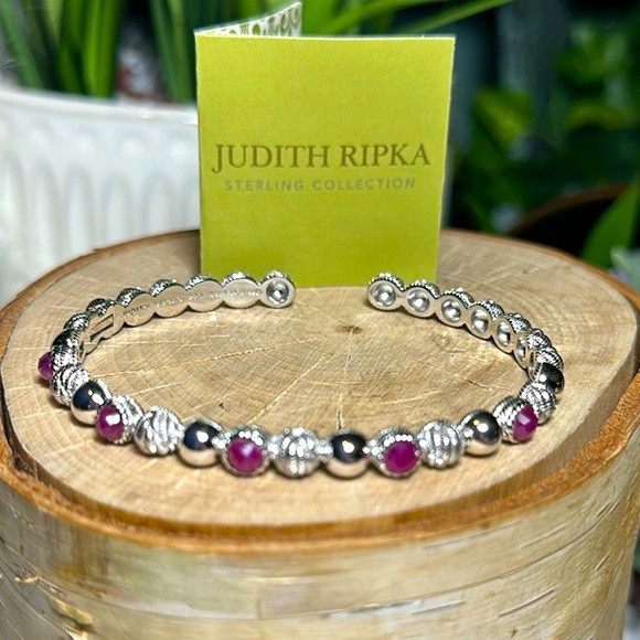 Judith Ripka bracelet bangle open cuff silver 925 CZ - Picture 1 of 7
